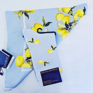 Banana Republic silk scarf and trouser socks